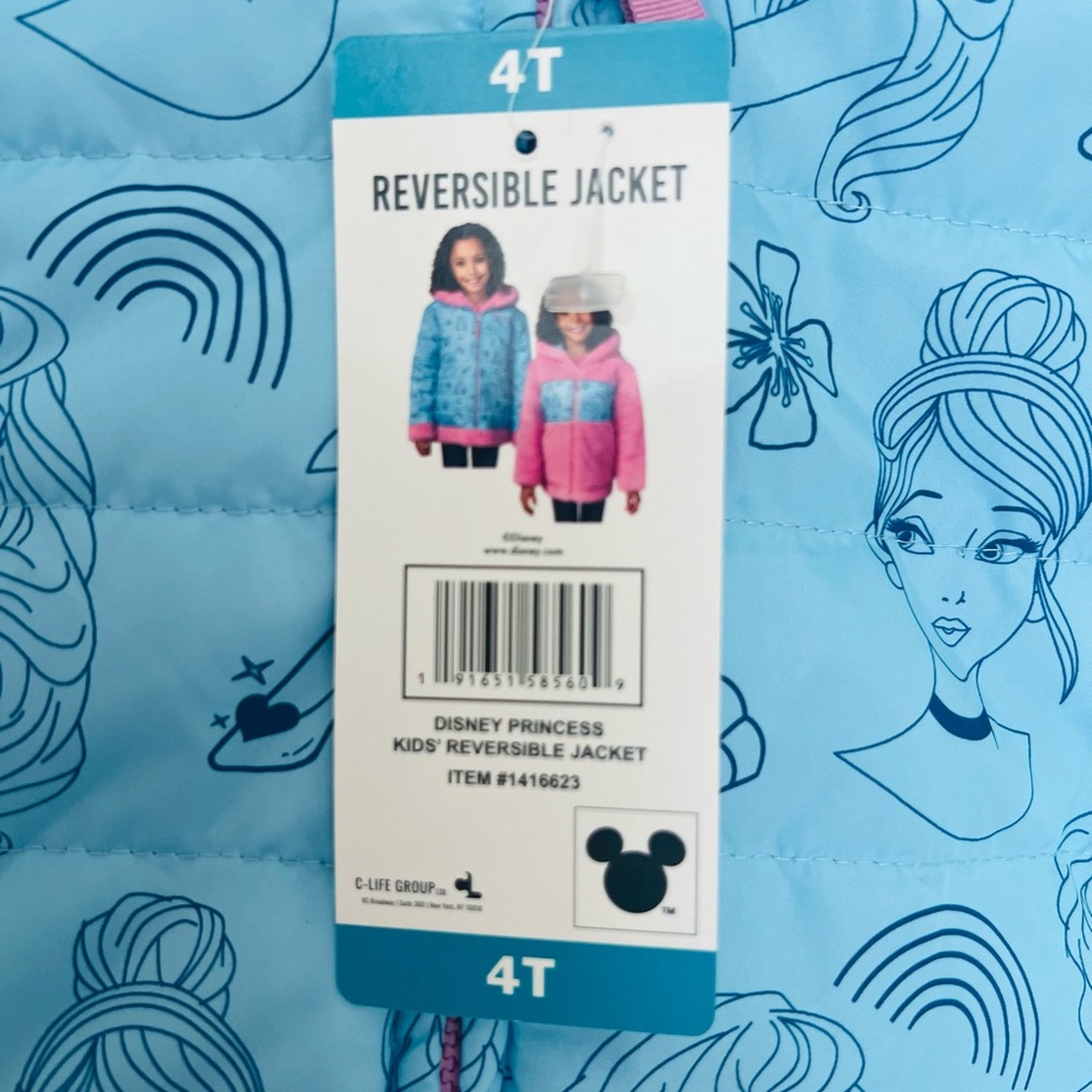 ❤️Disney Girls Puffer/Faux Fur Hooded Reversible Jacket Size 4 (NWT) - Picture 7 of 16